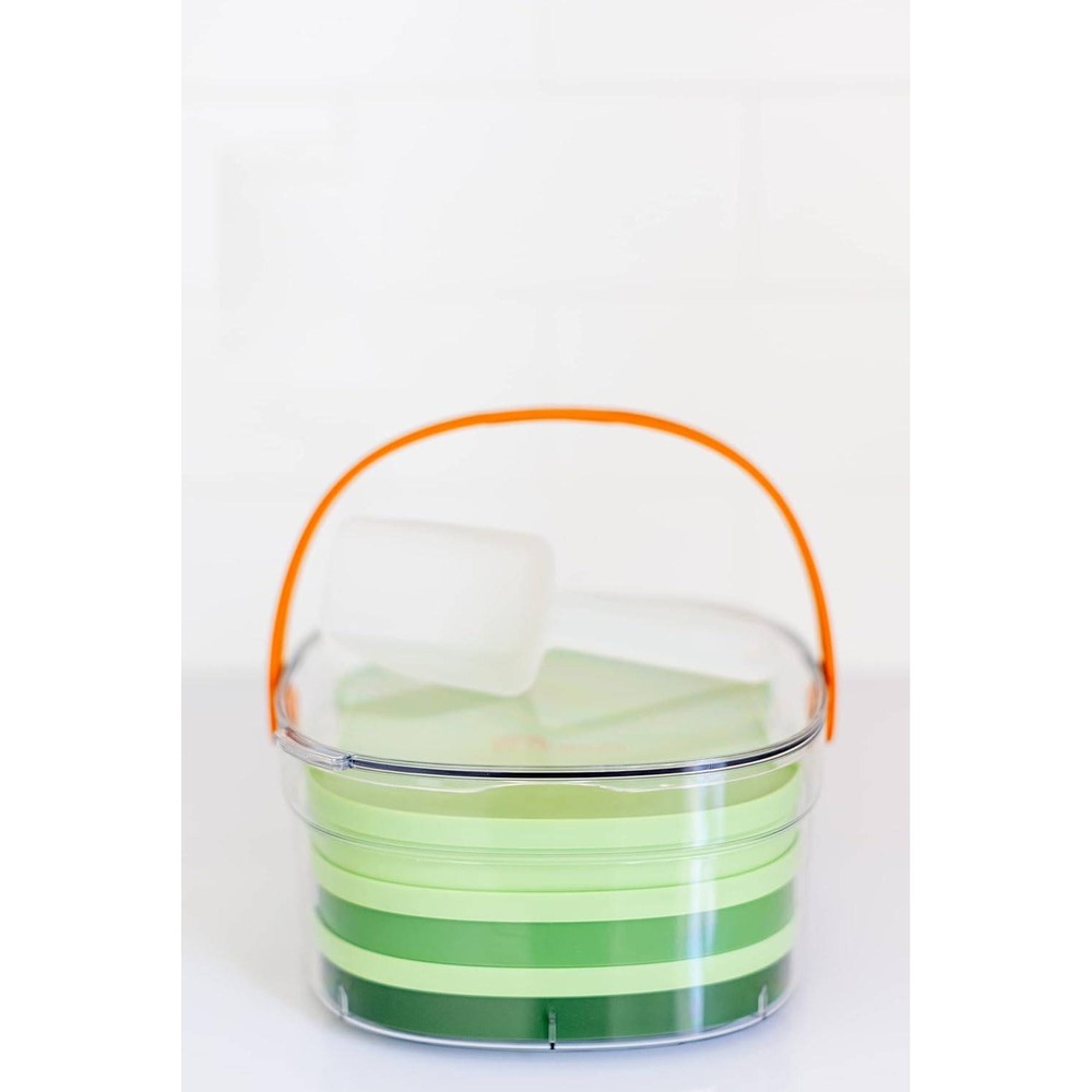 EcoDoor Small Ice Cube Tray Set with Bin Scoop Lids Green 3 Trays 90 Cubes NEW